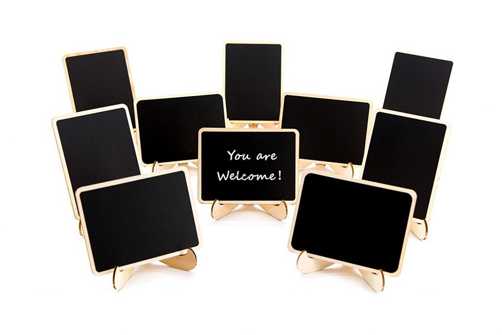 10 Pack Mini Chalkboards Signs with Easel Stand Crown Office Supplies