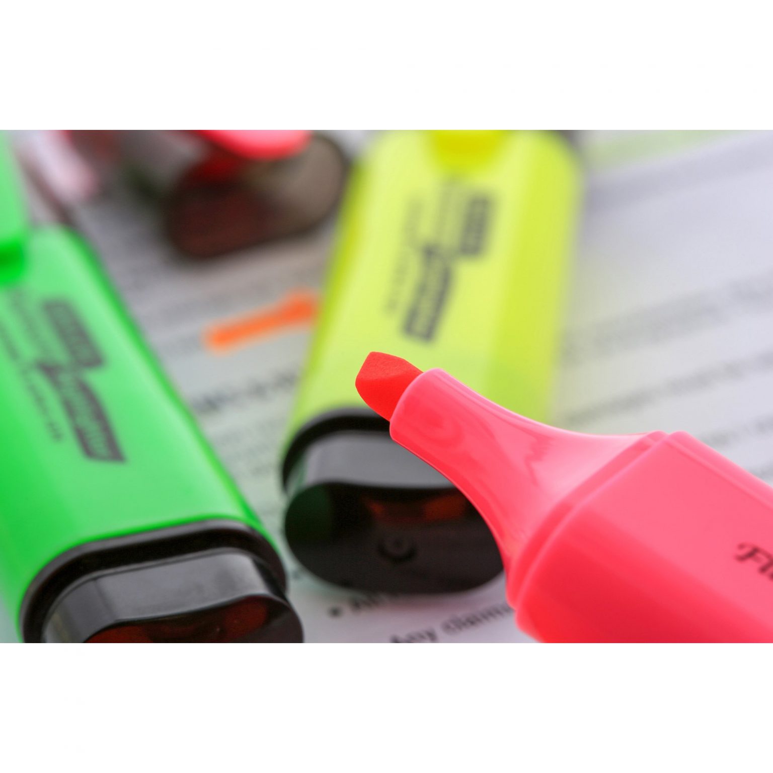 Fluorescent Highlighters W Pocket Clip 4pack Crown Office Supplies