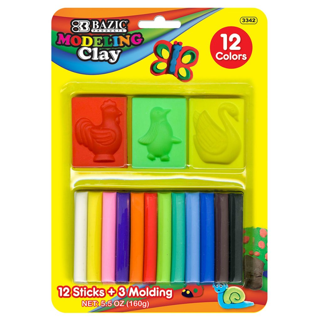 12 Color 160g Modeling Clay Sticks + 3 molding Crown Office Supplies