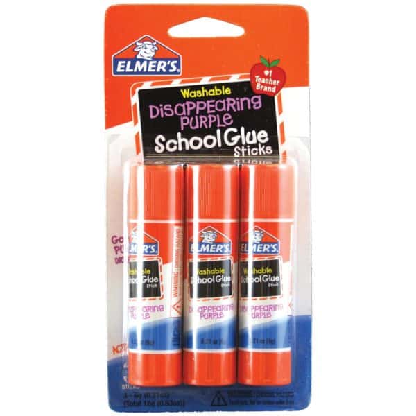 Elmer's Disappearing Purple School Glue Sticks – Washable, 7 Grams – 30 Count