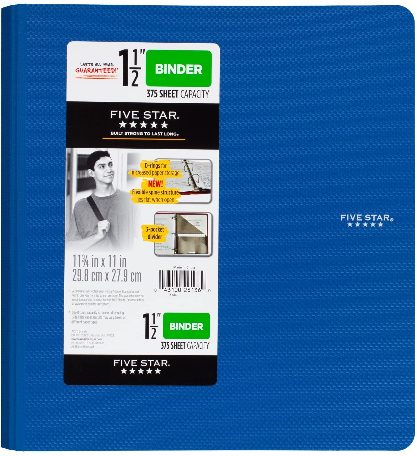 Five Star 11/2 Inch 3 Ring Binder, Plastic Assorted