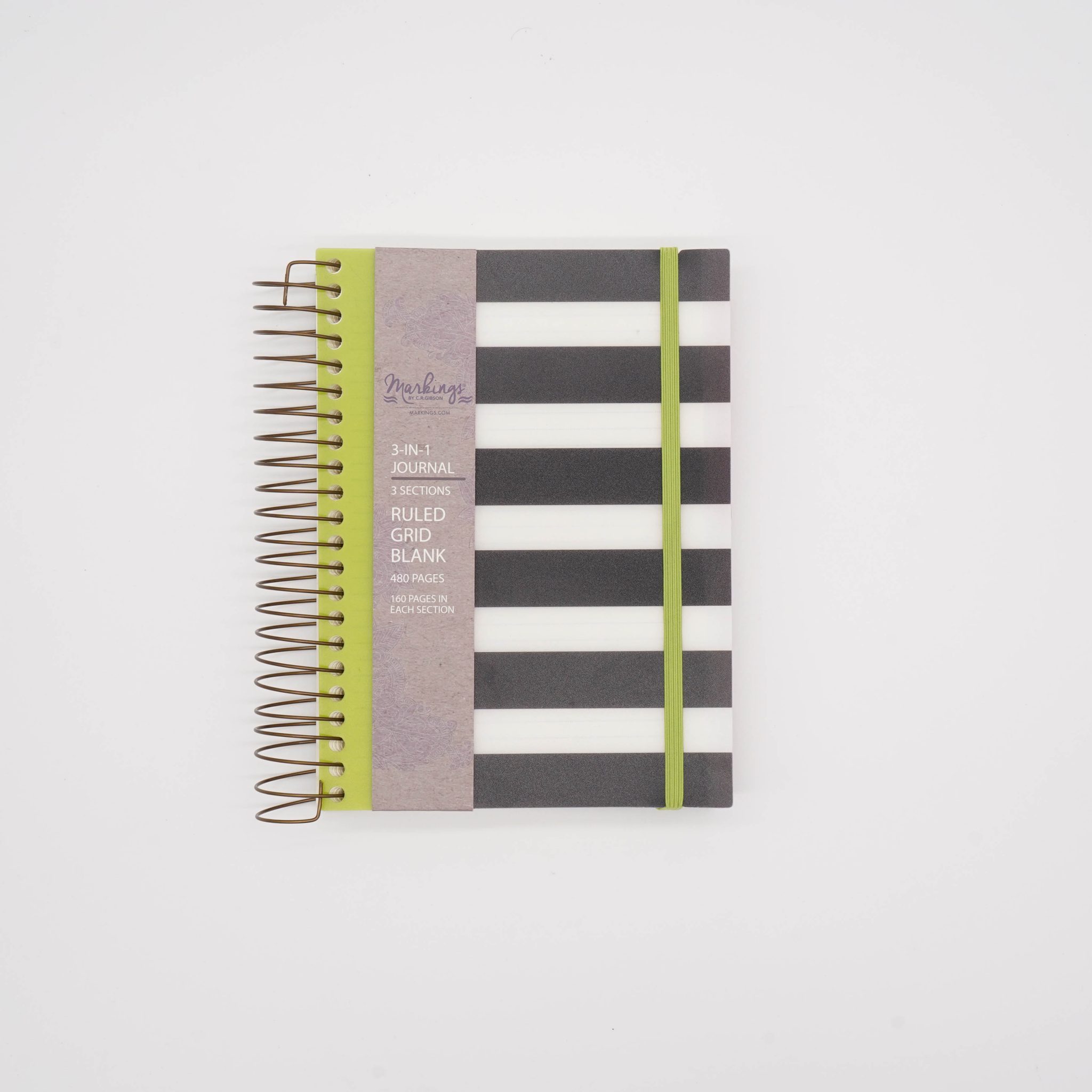 Markings Small 3 in 1 Journal Black & White Stripes 480 pages Crown