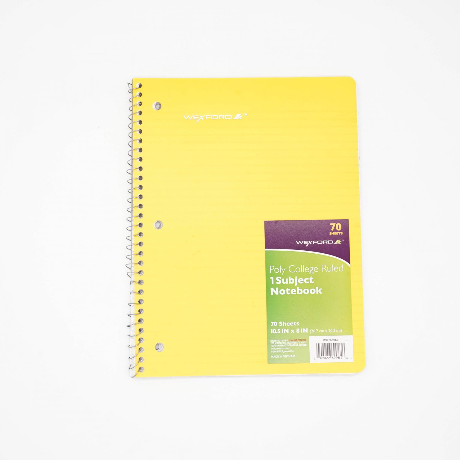 Wexford 1 Subject Spiral Notebook Poly College Ruled Assorted Colors
