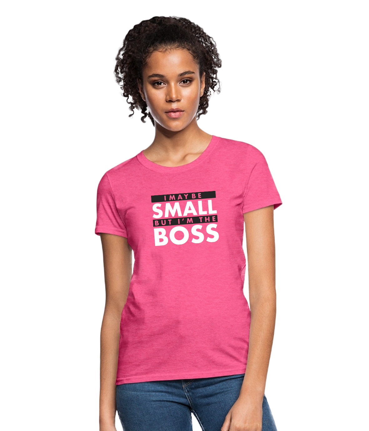 Women's Pink T Shirt - I May Be But I'm The Boss - Office Supplies