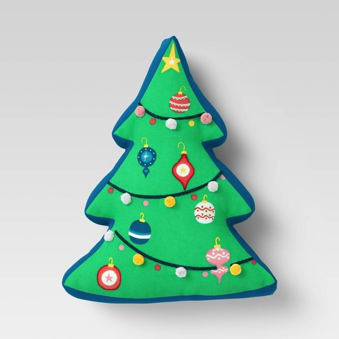 14″x16″ Holiday Christmas Tree Shaped Throw Pillow Green 