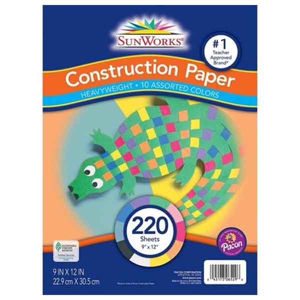 SunWorks Heavyweight Construction Paper 9 x 12 Inches White 100 Sheets