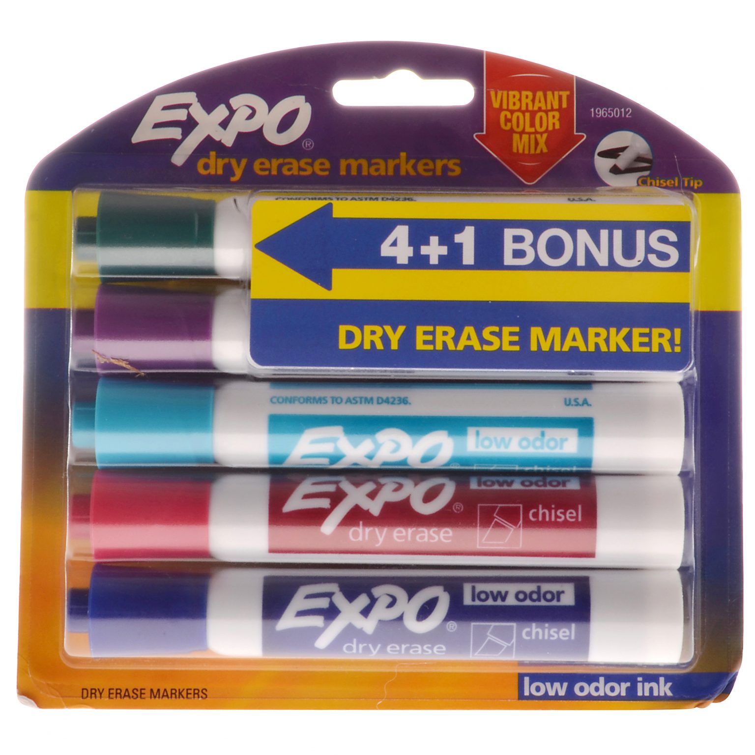 EXPO Intense Colors Low Odor Chisel Tip Dry Erase Markers, 4 Pack 1