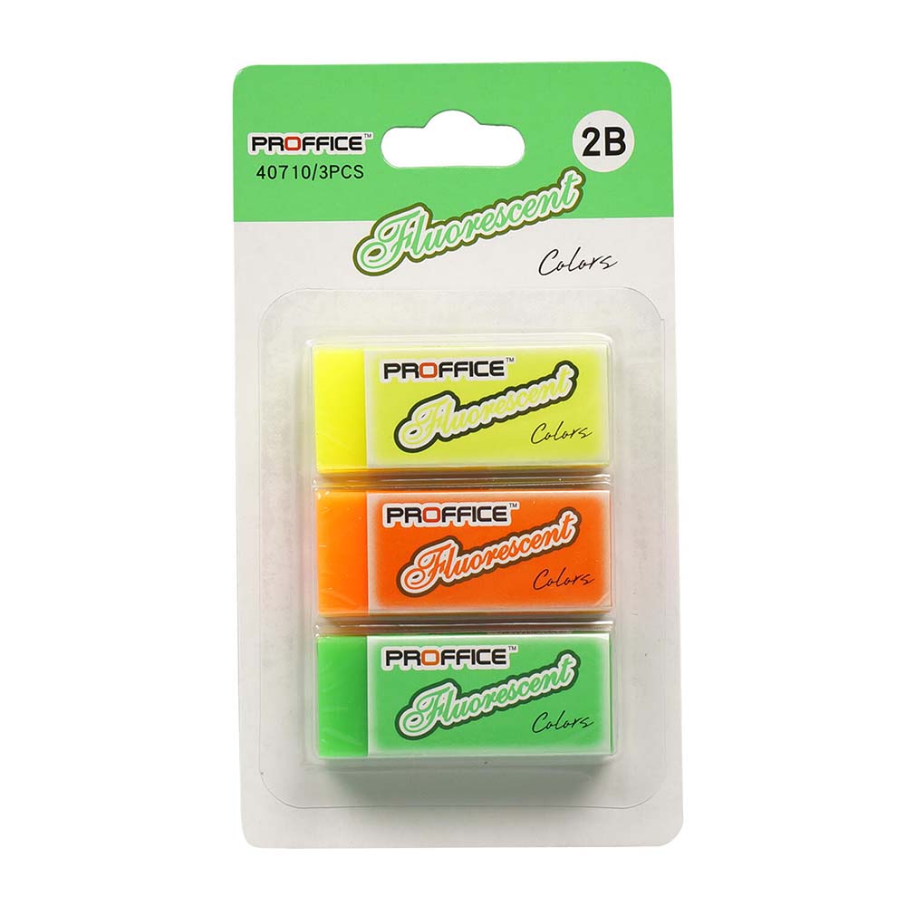 Neon Bevel Eraser (3/Pack) Crown Office Supplies