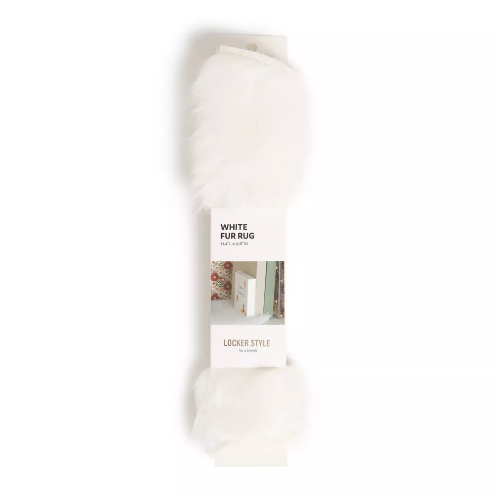 U Brands 11.4"x9.8" Locker Round Fur Rug White
