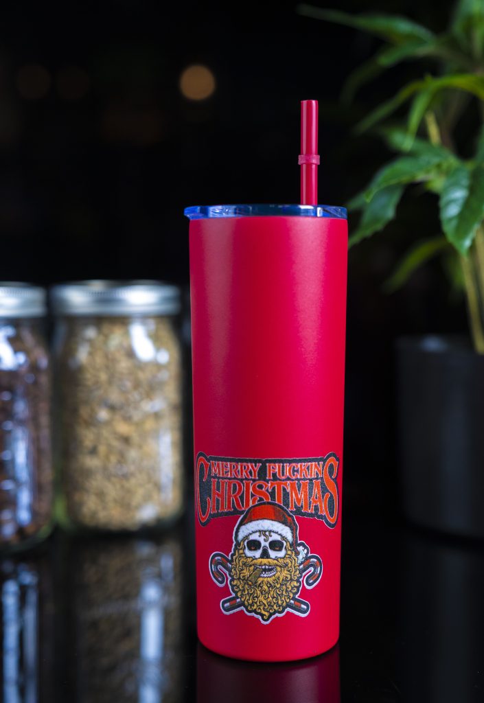 Maker 20oz tumbler Merry F*ing Christmas RED Crown Office Supplies