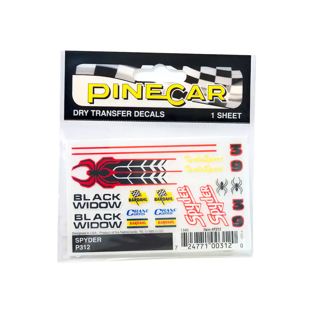 PineCar Dry Transfer Decals Spyder