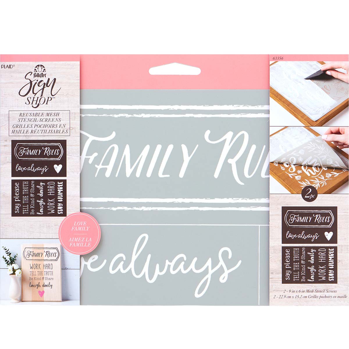 FolkArt ® Sign Shop™ Mesh Stencil - Family Rules