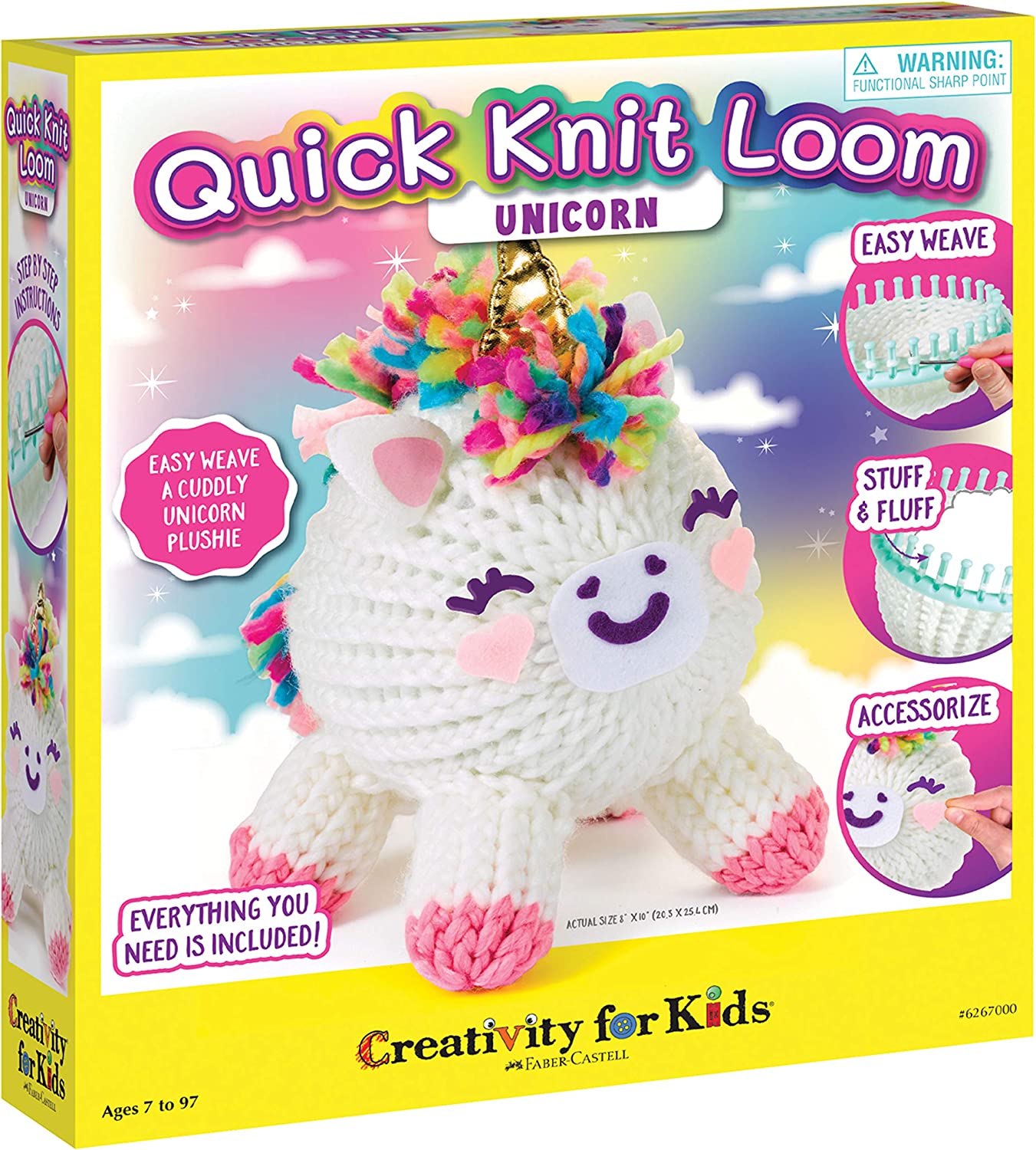 Creativity for Kids Quick Knit Loom Unicorn Plushie - Knitting Craft Kit for Kids - Create a DIY Unicorn Plush Toy