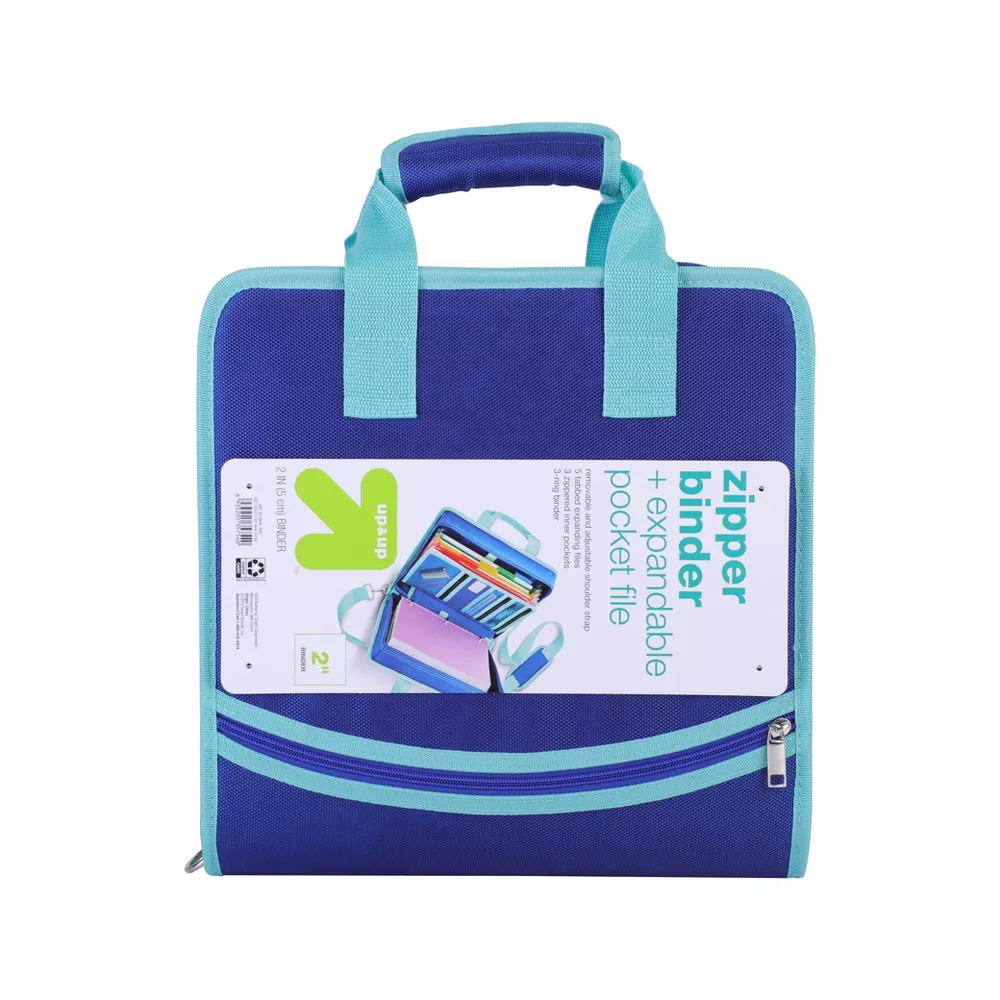 2" Sewn Zipper Binder with Expansion Panel (red)