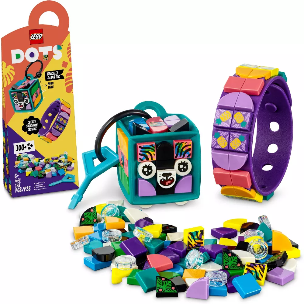 LEGO DOTS Neon Tiger Bracelet and Bag Tag Building Set