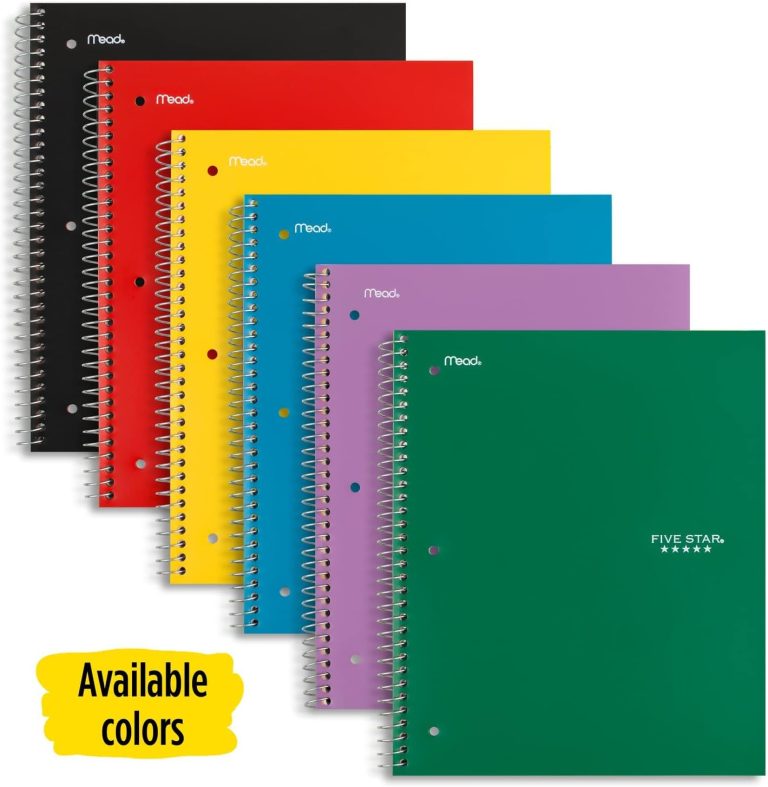 Five Star Wide Ruled Spiral Notebook 1 subject 100 sheets (Assorted ...