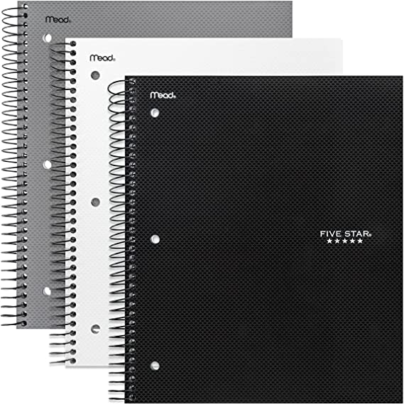 Five Star Rich Spiral Notebooks College Ruled With Moveable Tabbed