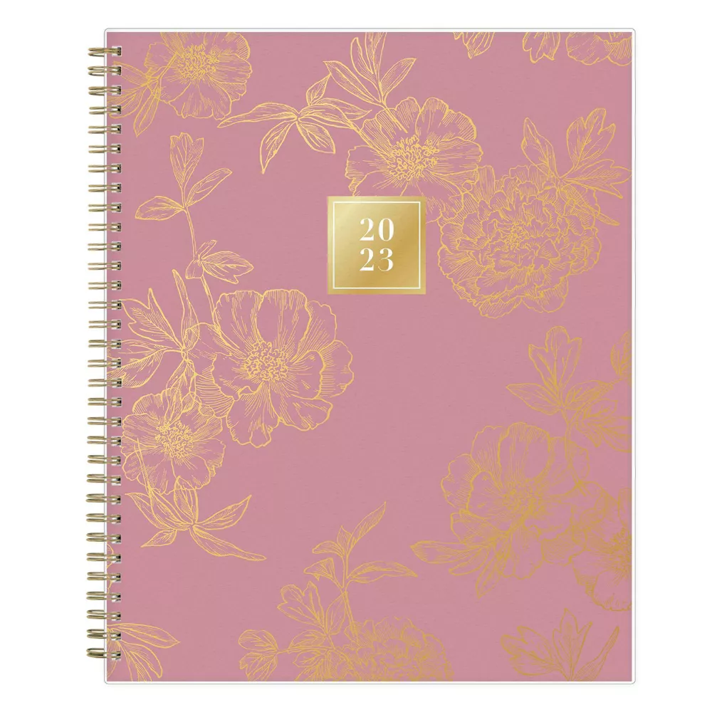 2023 Planner Weekly/Monthly Frosted Cover Drawn Peony Dusty Rose