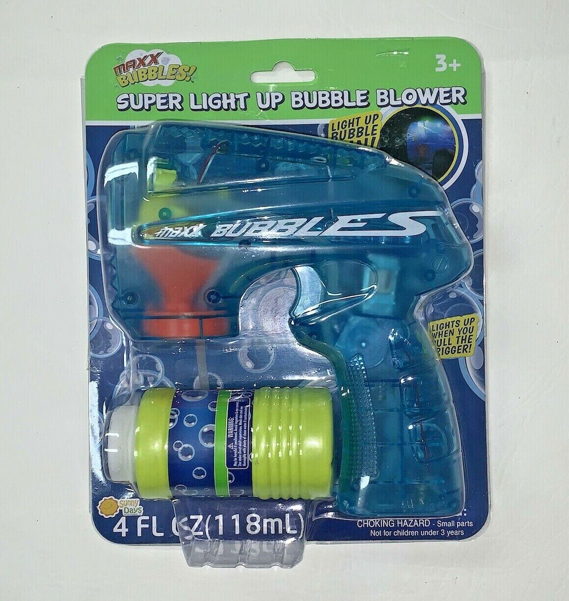 Super Light Up Bubble Blower Gun Blue Kids Outdoor Summer Toy Sunny ...