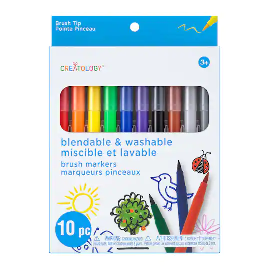 10 Color Blendable & Washable Brush Marker Set by Creatology™