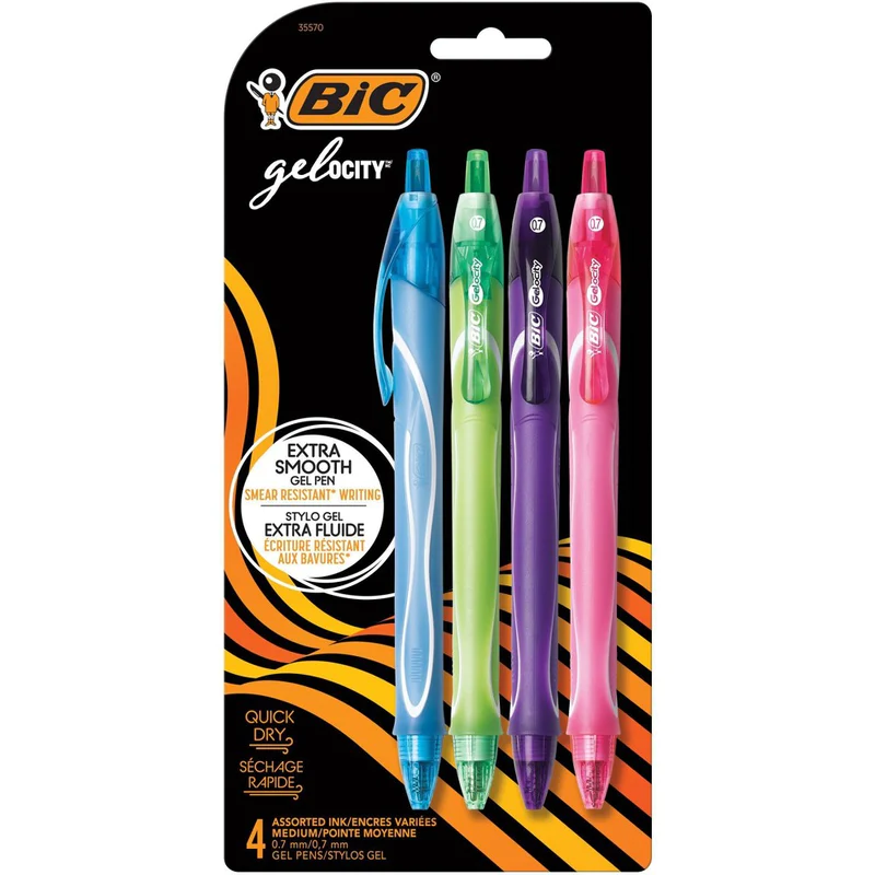 BiC 4pk Gel Pens Gelocity Quick Dry Fashion - Crown Office Supplies