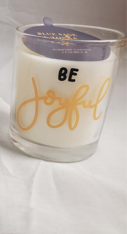 Blue Sage & Tonka Scented Candle 3.5 oz Be Joyful