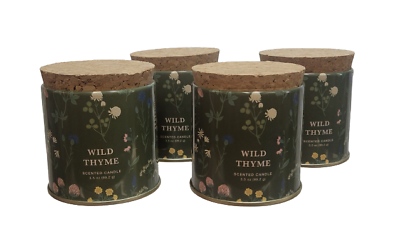 Wild Thyme Scented Candle 3.5 oz Round Metal Tin Container w Cork Lid