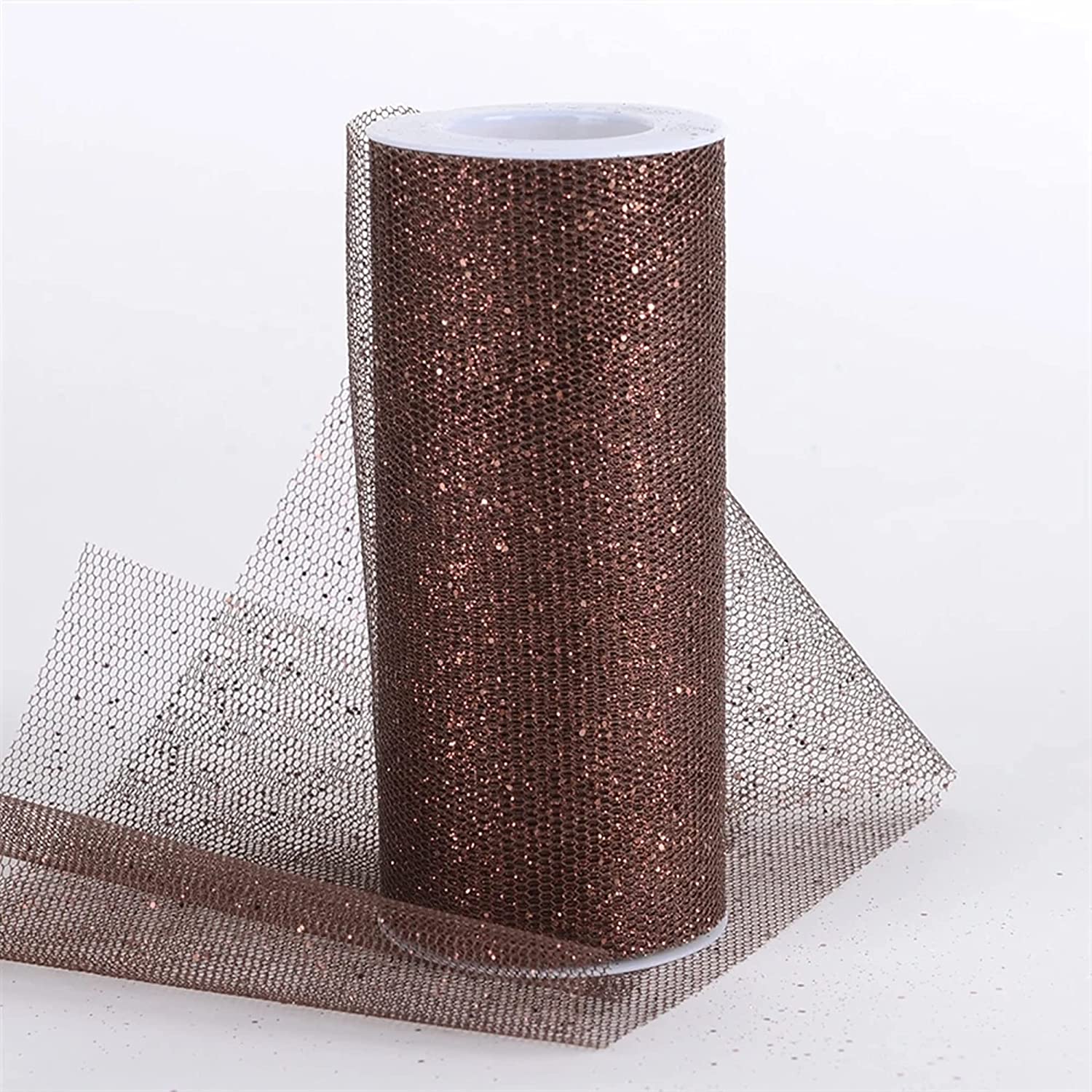 Celebrate It - Glitter Tulle Fabric - 6 Inches Wide X 10 Yards (Brown)