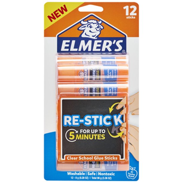 Elmer’s ReStick Glue 12 Sticks Crown Office Supplies