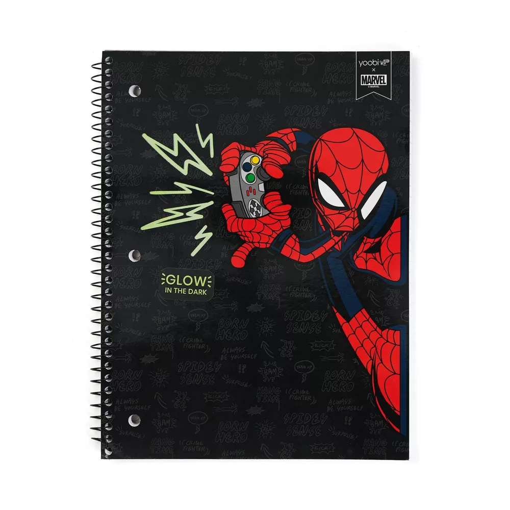 Yoobi Marvel Spider-Man - College Ruled 1 Subject Spiral Notebook - Gamer