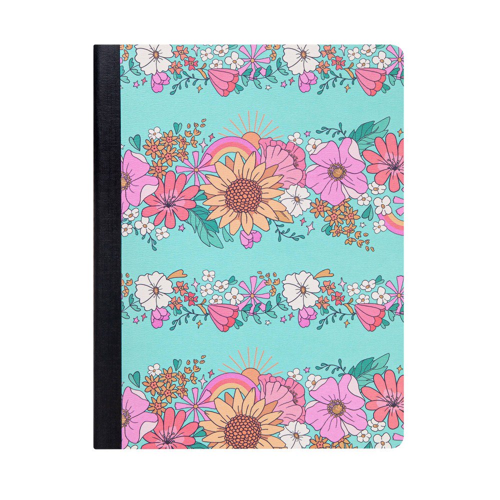 Retro Floral - College Ruled Composition Notebook - Greenroom