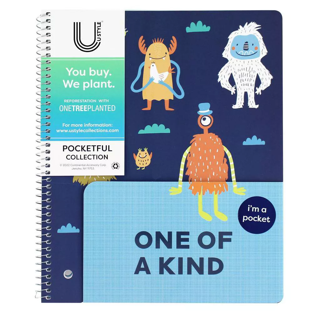 U-Style - Wide Ruled 1 Subject Spiral Notebook Pocketful - One of a Kind