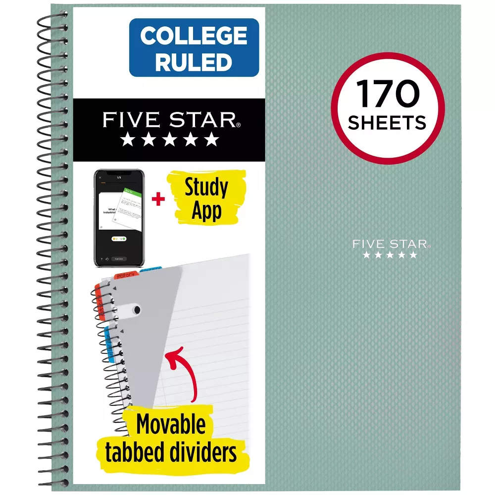 Five Star - College Ruled - 170 Sheets - Assorted Colors