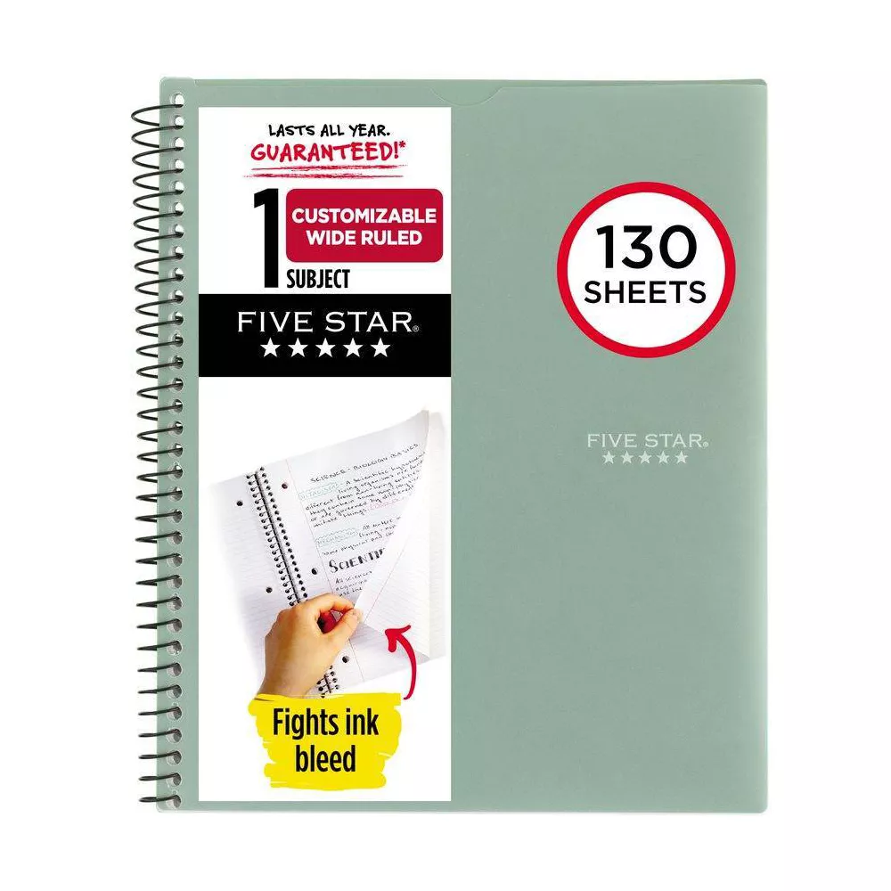 Five Star Customizable - Wide Ruled - 130 Sheets - Assorted Colors