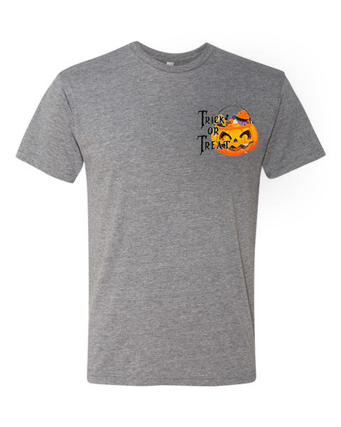 Men's Gray T Shirt - Trick or Treat (pocket) - Crown Office Supplies