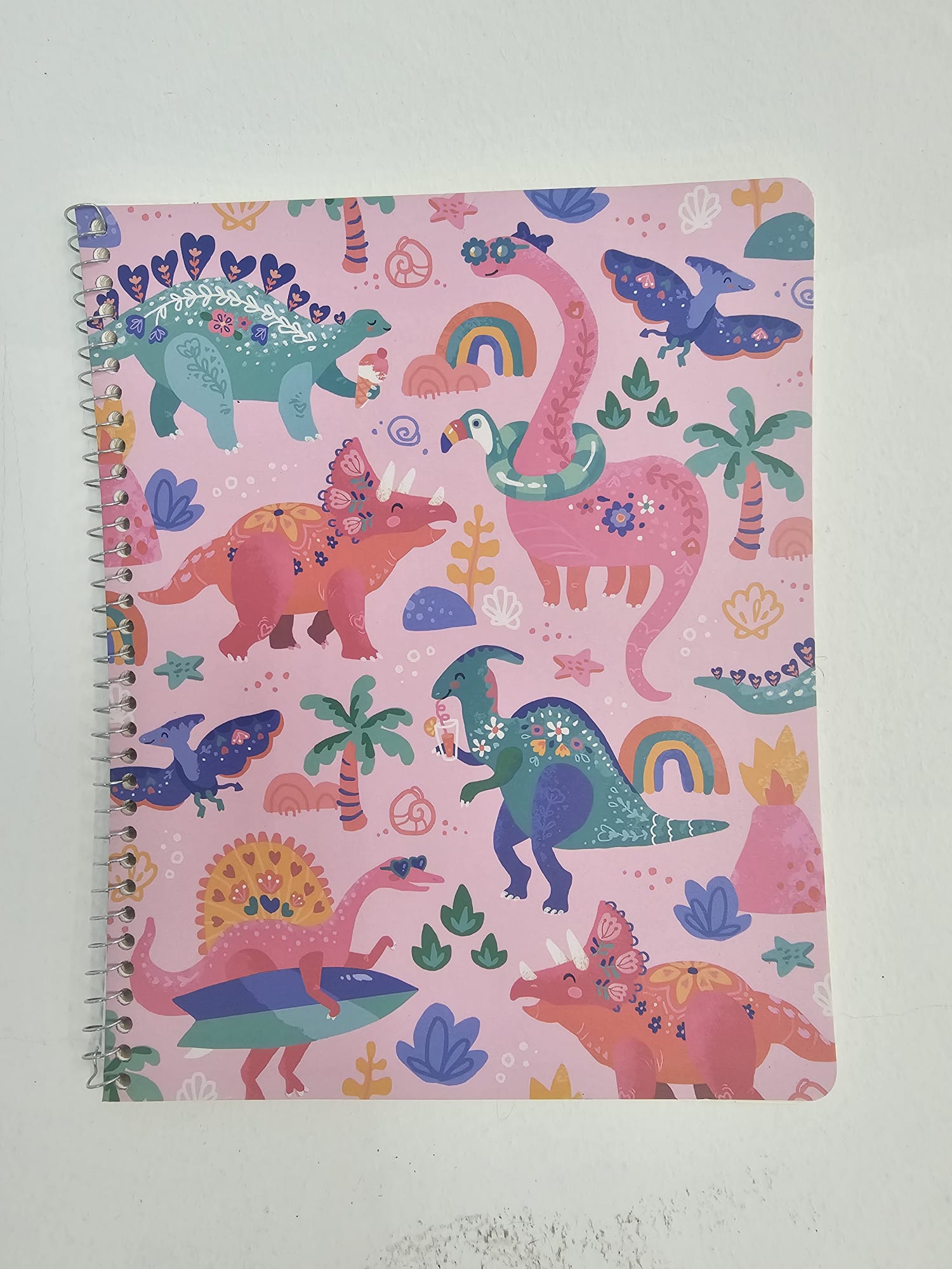 Summer Dinosaurs - Wide Ruled 1 Subject Spiral Notebook - Greenroom