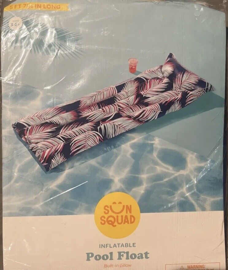 Sun Squad Inflatable Pool Float Built-in Pillow 5ft 7 1/2 inches long _ Assorted Colors - Image 2