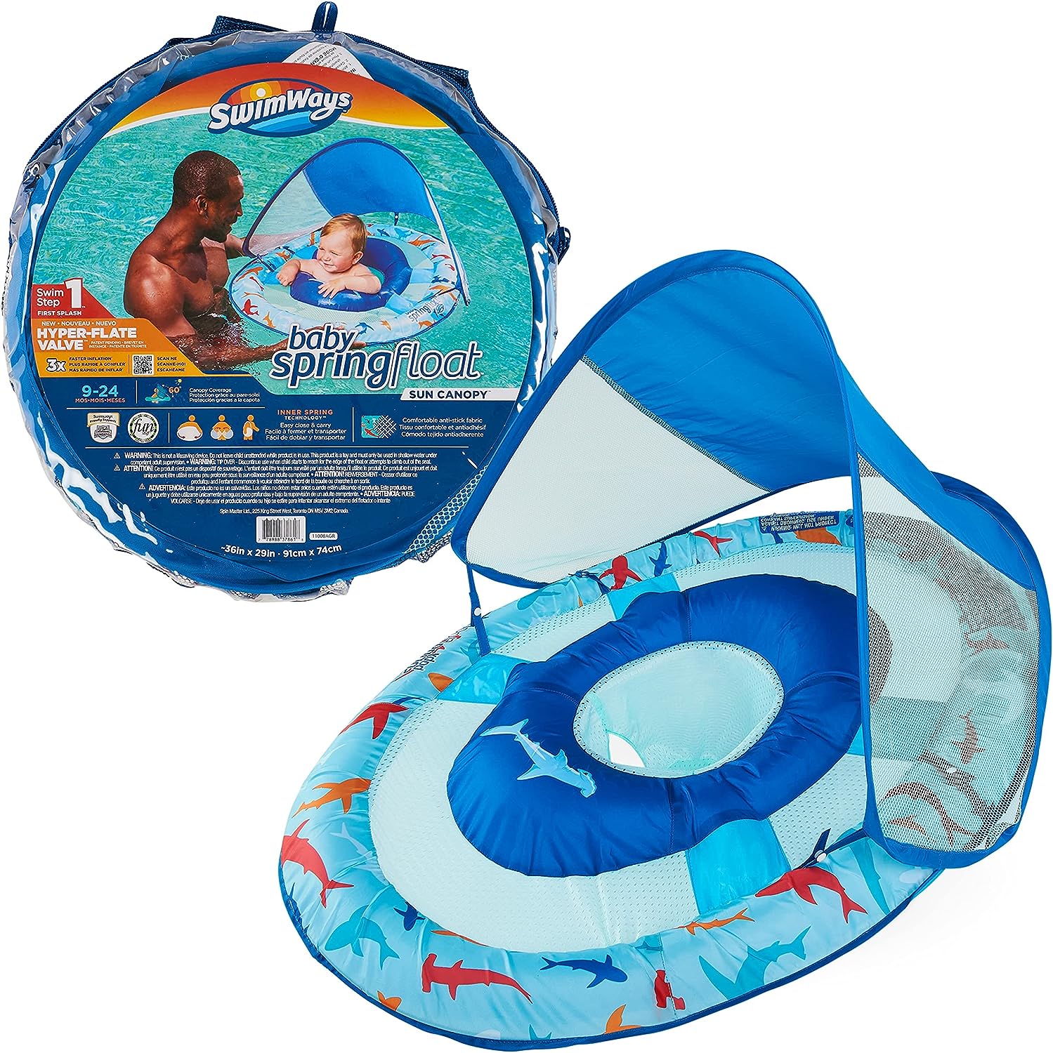 Swimways Sun Canopy Inflatable Baby Spring Float for Kids 924 Months