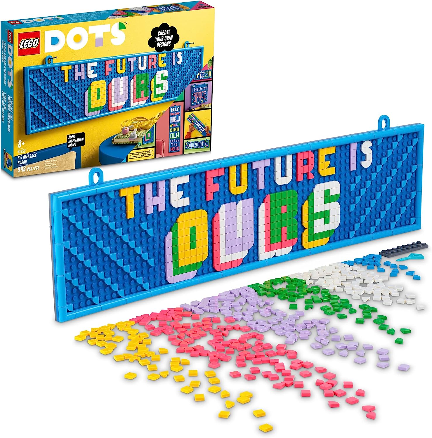 LEGO DOTS Big Message Board 41952 DIY Craft Decoration Kit; A Customizable Canvas Designed for Kids Aged 8+ (943 Pieces)
