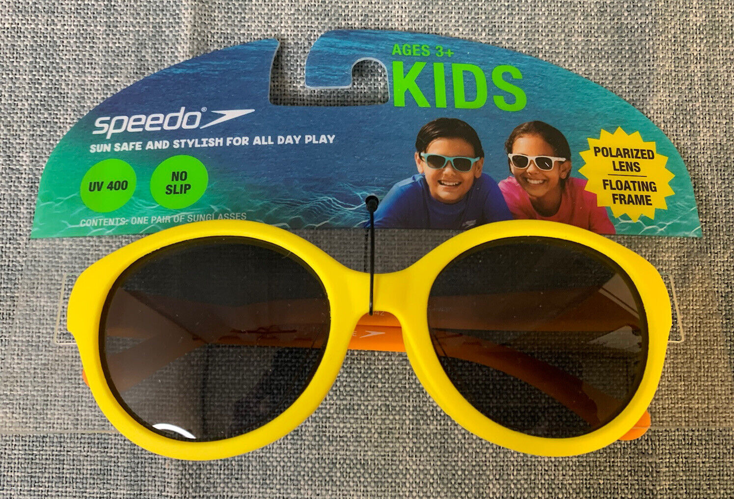 Speedo Kids' Polarized Shatter-Proof Sunglasses UV400 - Beach Buggy Yellow  and Blue/Smoke