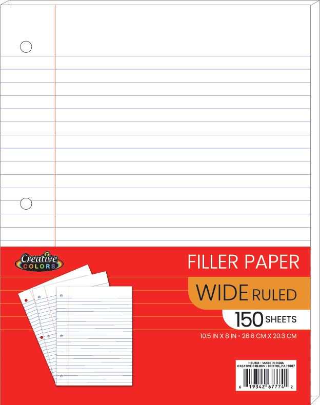 Creative Colors - Wide Ruled Filler Paper (150 Sheets)