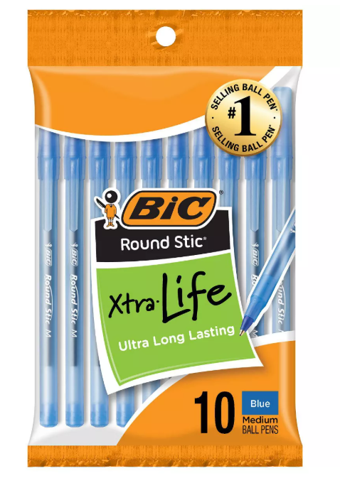 BIC Xtra Life Ballpoint Pens, Medium Tip, 10ct - Blue