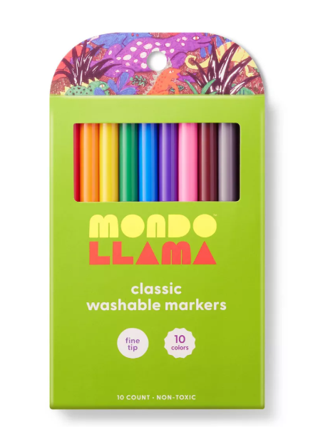 10ct Washable Markers Fine Tip Classic Colors - Mondo Llama