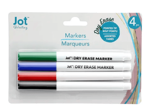Jot Writing 4 Dry Erase Markers- Black