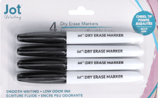 Jot Writing 4 Dry Erase Markers- Black - Image 2