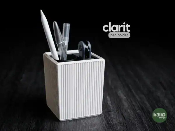 H3li0 Clarit fluted pen holder in white
